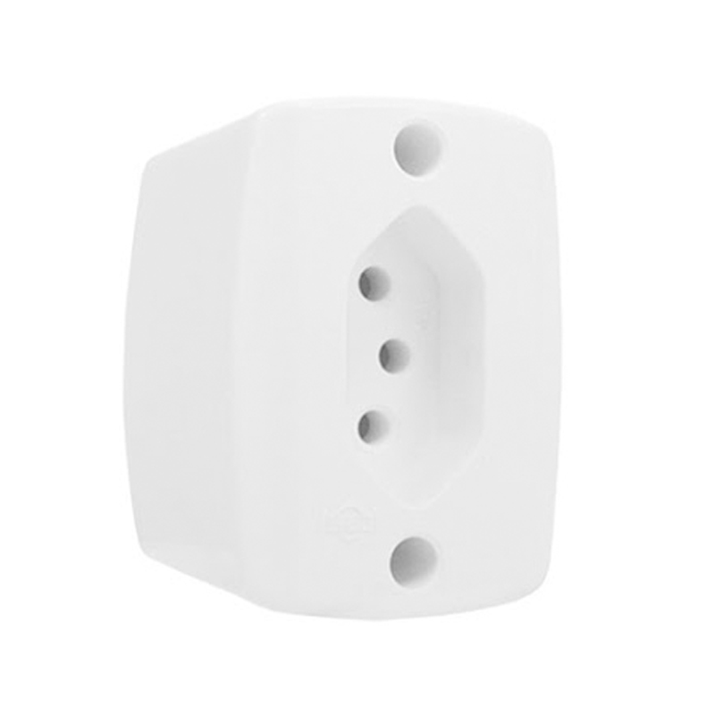 TOMADA EXTERNA 10A 2P+T RETANGULAR BRANCA