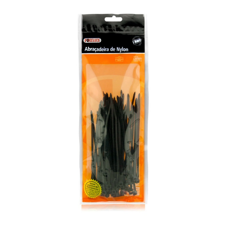 ABRACADEIRA NYLON 280X4,8 PRETA C/100