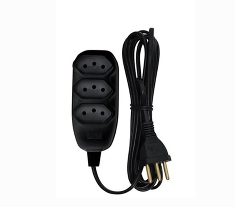 EXTENSAO COMPACTA PP 5MTS 2P+T 10A PRETA