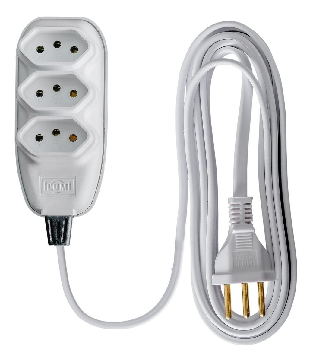 EXTENSAO COMPACTA PP 5MTS 2P+T 10A BRANCA