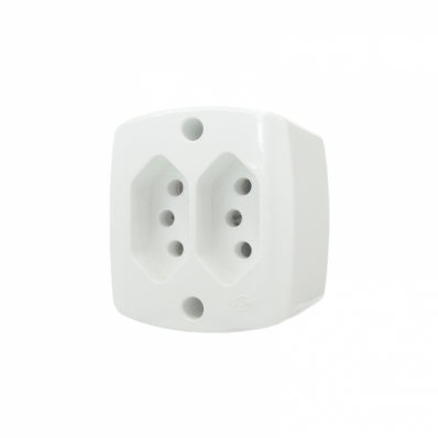 TOMADAS SOBREPOR RETANGULAR DUPLA BIPOLAR 2P+T 10A