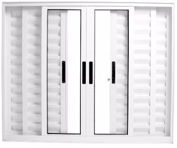 VENEZIANA ALUMINIO BRANCO 6 FOLHAS SEM GRADE 100AX120L VIDRO LISO